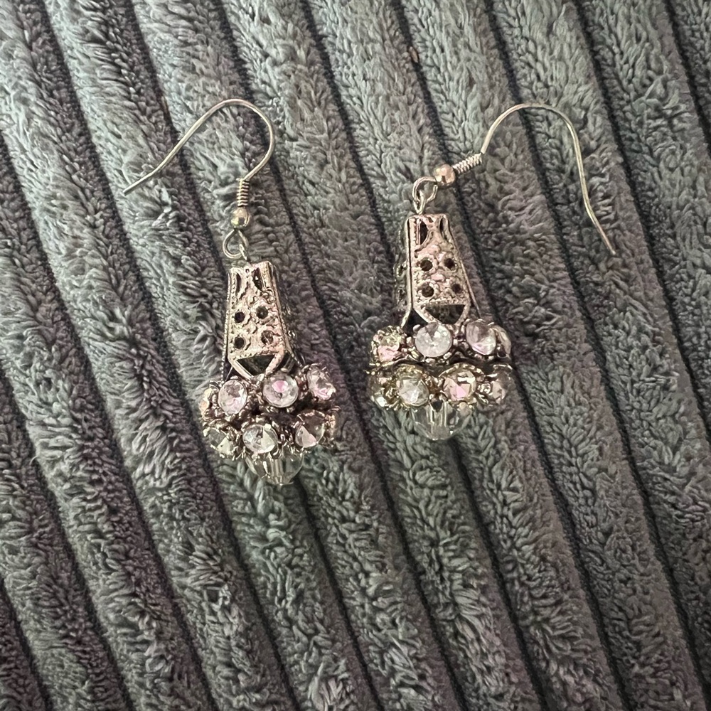 Elegant Silver and Crystal Chandelier Earrings